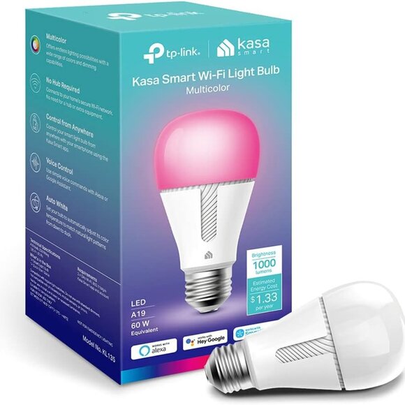 NWT Kasa A19 Smart LED 1000 Lumens Color Changing Dimmable Light Bulb - Picture 1 of 12